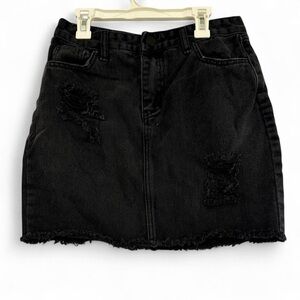Refuge Distressed Black Mini Skirt